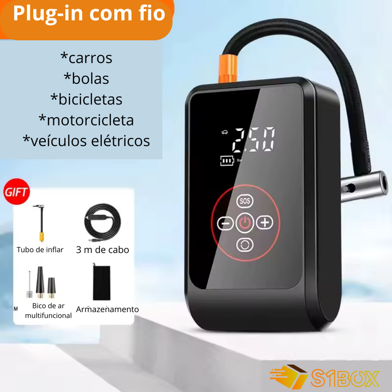 Bomba De Ar Pneu De Carro Inflador Portátil Com Fio - AirPump