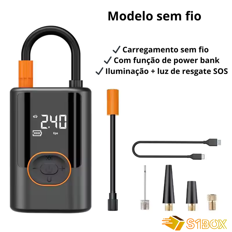 Bomba De Ar Pneu De Carro Inflador Portátil Com Fio - AirPump